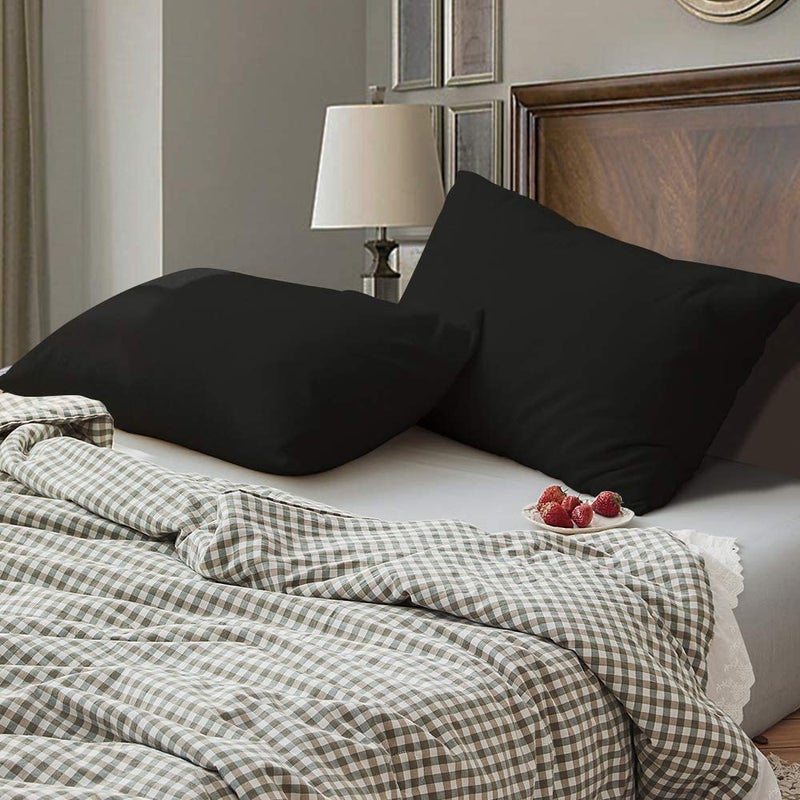 BEDSUM Microfiber Queen Pillowcases Set of 2, Soft Wrinkle Resistant and Easy Care Pillow Cases with Envelope Closure for Kids, 20x30 inches, Black - Image 4